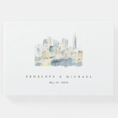 水の色ニューヨークシティスカイライン結婚ズ ゲストブック (正面)