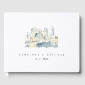 水の色ニューヨークシティスカイライン結婚ズ ゲストブック (正面)