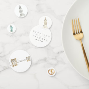 水の色ニューヨークシティスカイライン結婚ズ コンフェッティ