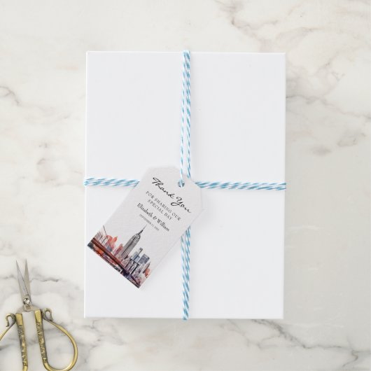 水の色ニューヨーク市NYC好意ありがとう ギフトタグ (より糸付き)