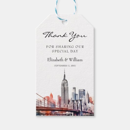 水の色ニューヨーク市NYC好意ありがとう ギフトタグ (正面)