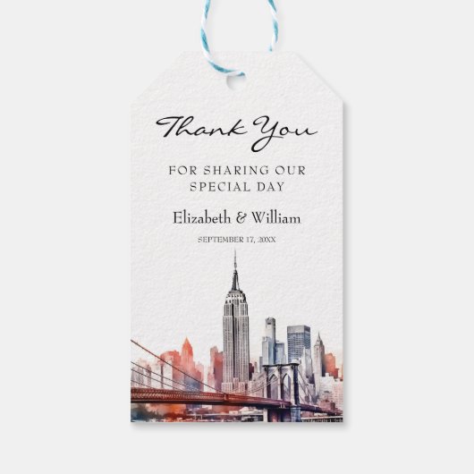 水の色ニューヨーク市NYC好意ありがとう ギフトタグ (裏面)