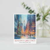 水の色ニューヨーク旅行クリスマス シーズンポストカード (スタンド正面)
