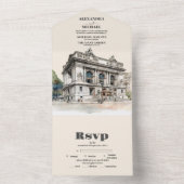 水の色ニューヨーク行き先結婚式 オールインワン招待状 (内側)