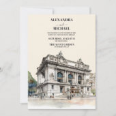 水の色ニューヨーク行き先結婚式 招待状 (正面)