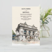 水の色ニューヨーク行き先結婚式 招待状 (スタンド正面)