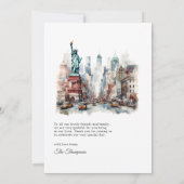 水の色ニューヨークUSA宛先ウェディング サンキューカード (裏面)