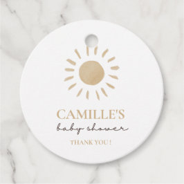 水の色ハッピーイエローサンありがとう赤ちゃんシャワー フェイバータグ