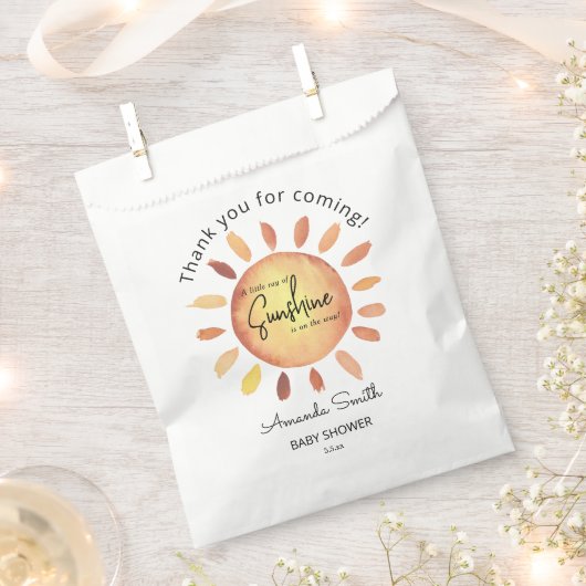 水の色ハッピーイエローサンありがとう赤ちゃんシャワー フェイバーバッグ (クリップ留めされた状態)