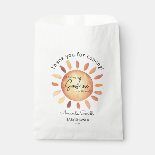 水の色ハッピーイエローサンありがとう赤ちゃんシャワー フェイバーバッグ (正面)