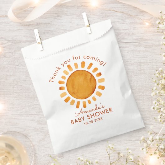 水の色ハッピーイエローサンありがとう赤ちゃんシャワー フェイバーバッグ (クリップ留めされた状態)