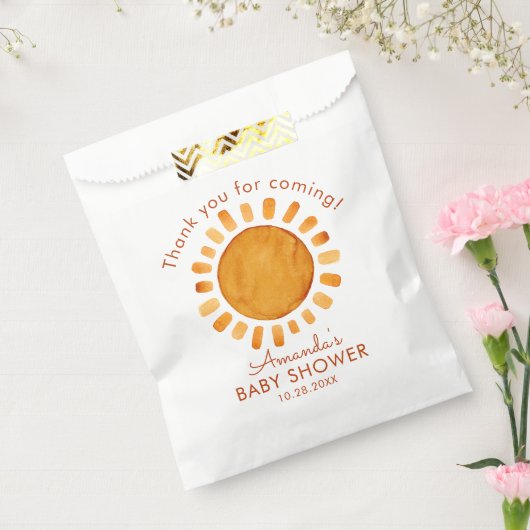 水の色ハッピーイエローサンありがとう赤ちゃんシャワー フェイバーバッグ (封をした状態)