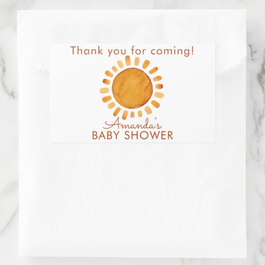 水の色ハッピーイエローサンありがとう赤ちゃんシャワー 長方形シール (バッグ)