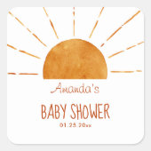 水の色ハッピーイエローサンシャインボホベイビーシャワー スクエアシール (正面)