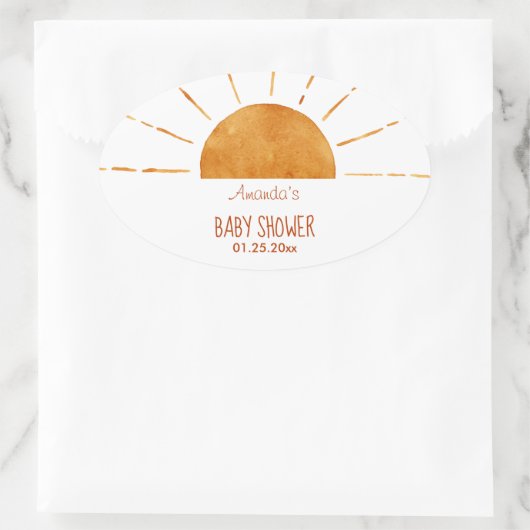 水の色ハッピーイエローサンシャインボホベイビーシャワー 楕円形シール (バッグ)