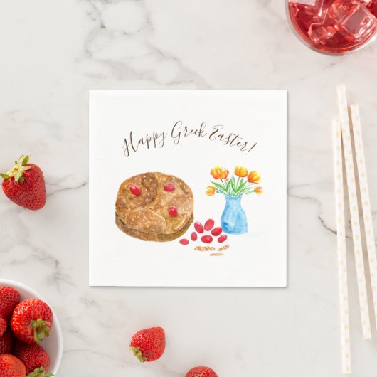 水の色ハッピーギリシャのイースター スタンダードカクテルナプキン (インサイチュ)