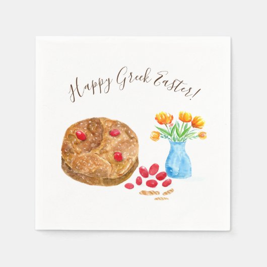 水の色ハッピーギリシャのイースター スタンダードカクテルナプキン (正面)