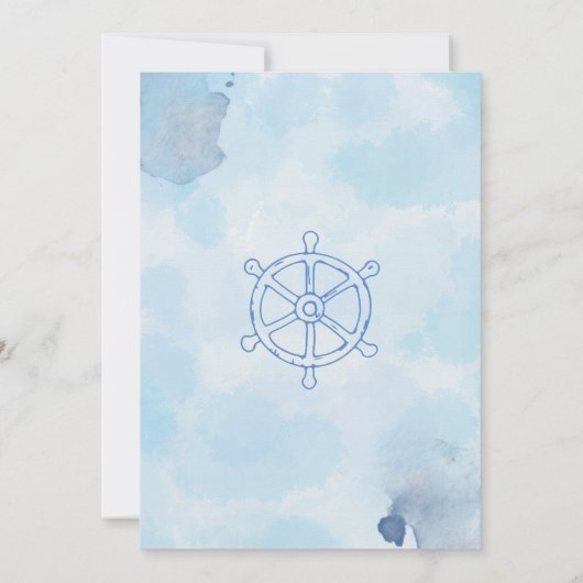 水の色ハッピーベアAhoyその男の子の赤ちゃんシャワー 招待状 (裏面)