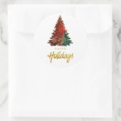 水の色ハッピーホリデーズクリスマスツリー ラウンドシール (バッグ)