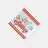 水の色ハッピーホリデーズライトレッドカー |クリスマス スタンダードカクテルナプキン (角)