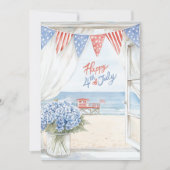 水の色ハッピー4thの7月の沿岸ビーチシーン シーズンカード (正面)