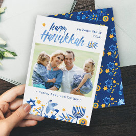 水の色ハッピーHanukkah平和ラブラートケス写真 シーズンカード