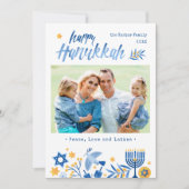 水の色ハッピーHanukkah平和ラブラートケス写真 シーズンカード (正面)