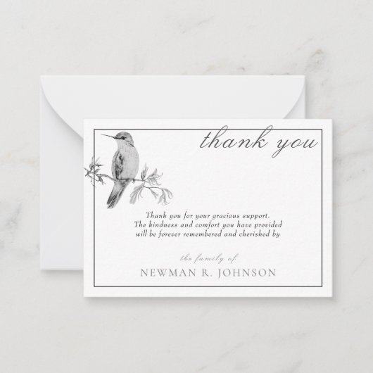 水の色ハミングバかわいらしードメモリアルありがとう ノートカード (正面)