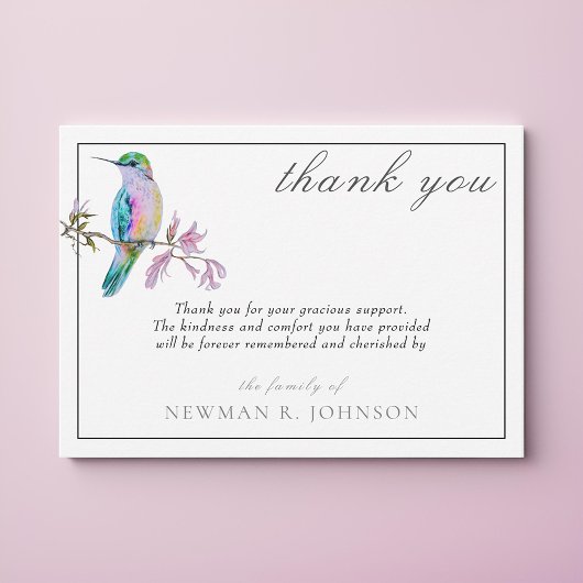 水の色ハミングバかわいらしードメモリアルありがとう ノートカード