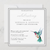 水の色ハミングバードお祝いの生活 招待状 (正面)