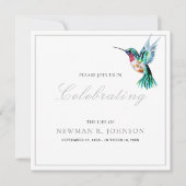 水の色ハミングバードお祝いの生活 招待状 (正面)