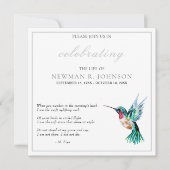 水の色ハミングバードお祝いの生活 招待状 (正面)