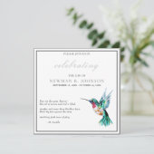 水の色ハミングバードお祝いの生活 招待状 (スタンド正面)