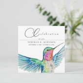 水の色ハミングバードお祝いの生活 招待状 (スタンド正面)