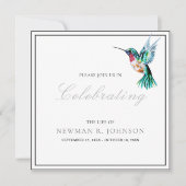 水の色ハミングバードお祝いの生活 招待状 (正面)