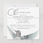 水の色ハミングバードお祝いの生活 招待状 (裏面)