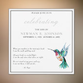 水の色ハミングバードお祝いの生活 招待状