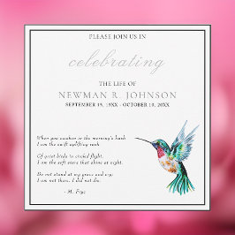 水の色ハミングバードお祝いの生活 招待状