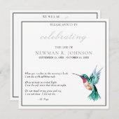 水の色ハミングバードお祝いの生活 招待状 (正面/裏面)