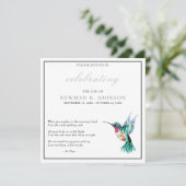 水の色ハミングバードお祝いの生活 招待状 (スタンド正面)