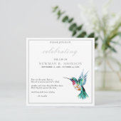 水の色ハミングバードお祝いの生活 招待状 (スタンド正面)