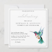 水の色ハミングバードお祝いの生活 招待状 (正面)