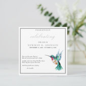 水の色ハミングバードお祝いの生活 招待状 (スタンド正面)