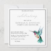 水の色ハミングバードお祝いの生活 招待状 (正面)