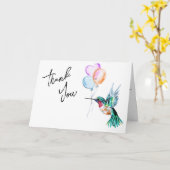 水の色ハミングバードとバルーンありがとう カード (黄色い花)