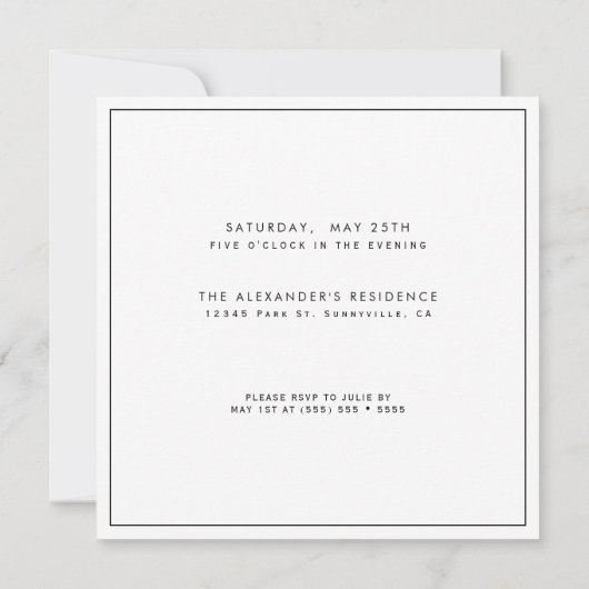 水の色ハミングバード任意のサプライズ誕生日パーティー 招待状 (裏面)