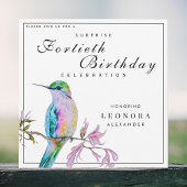 水の色ハミングバード任意のサプライズ誕生日パーティー 招待状