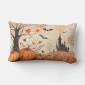 水の色ハロウィーンのカボチャ付き狩猟家 ランバークッション (裏面)