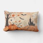 水の色ハロウィーンのカボチャ付き狩猟家 ランバークッション (正面)