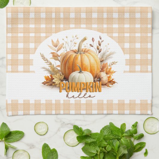 水の色ハローパンプキン、ハッピー秋Y'all キッチンタオル (折り畳み)